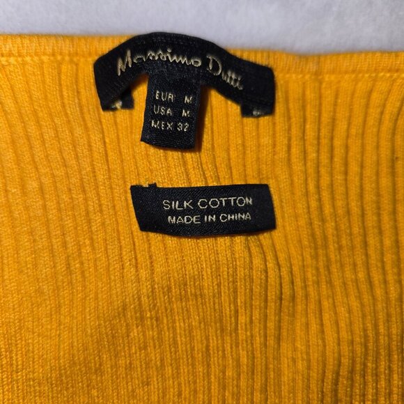 Massimo Dutti mustard yellow ribbed sweater mulberry silk cotton M - Picture 5 of 11